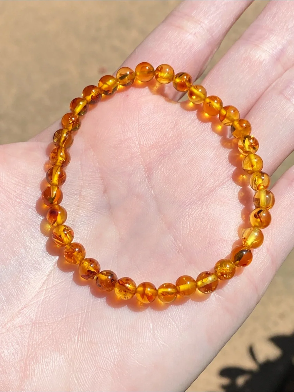 Flower Amber Stretch Bracelet 5.8mm Beads Fits Approximately 7 Inch Wrist